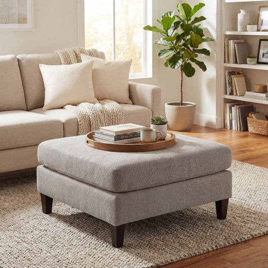 Vesper Taupe Ottoman Foot Stool in Taupe