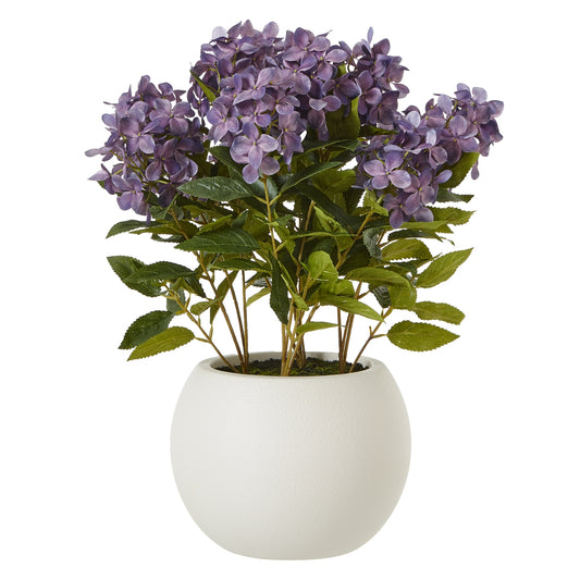 Medium Purple Faux Hydrangea Plant in Pot | Artificial Flowers