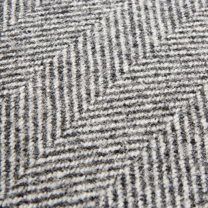 Grey Herringbone Pure Wool Cushion with Piped Edge – Luxury Textured Wool Cushion for Timeless Interiors