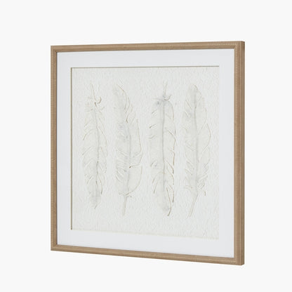 Alta White Feathers Art Mounted In Beaded Frame