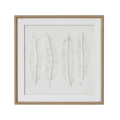 Alta White Feathers Art Mounted In Beaded Frame
