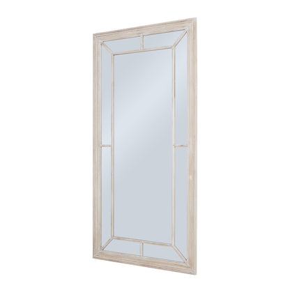 Large Washed Wood Framed Window Mirror – 200cm Rustic Floor Mirror for Modern & Traditional Interiors