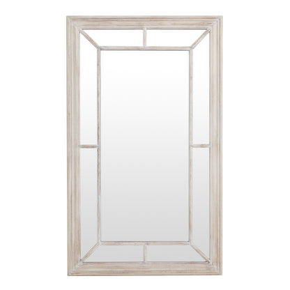 Washed Wood Framed Window Mirror – 150cm Rustic Windowpane Mirror