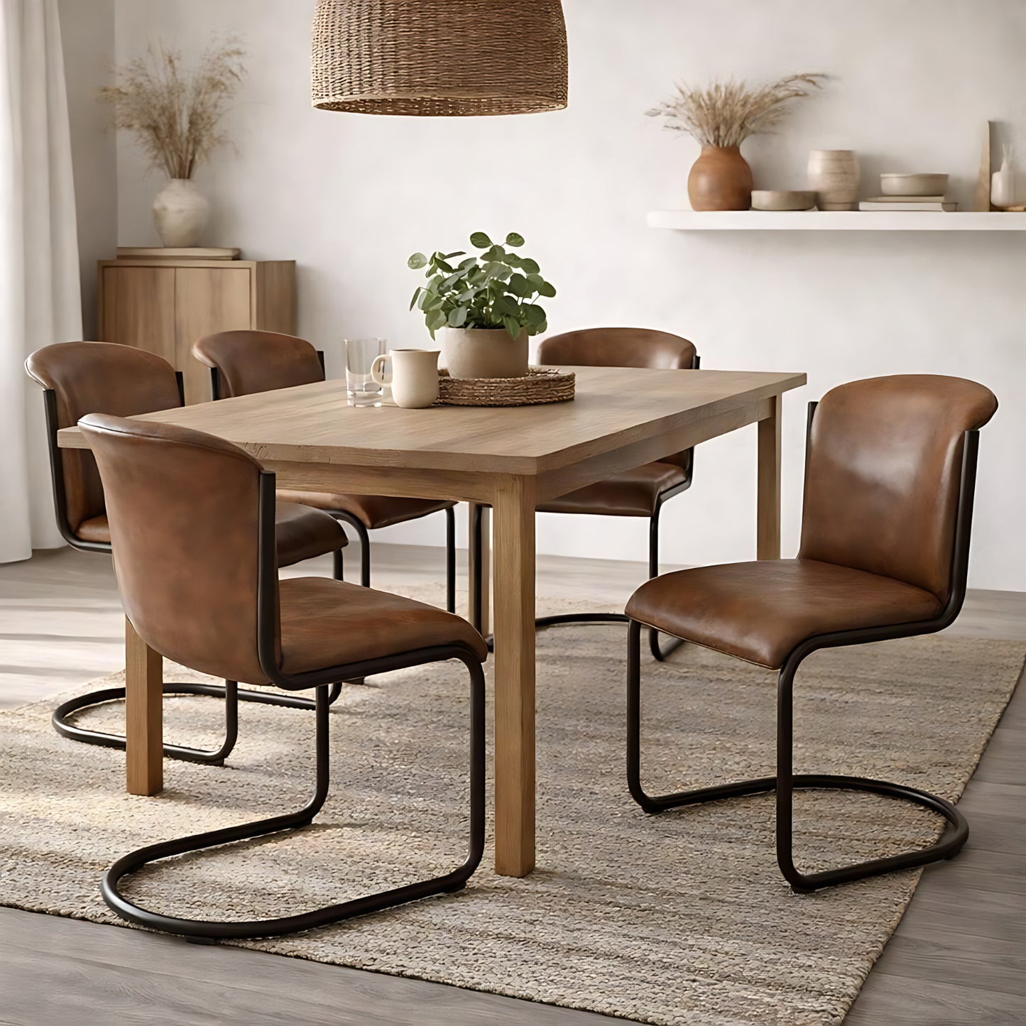 Billy Leather Curved Dining Chair