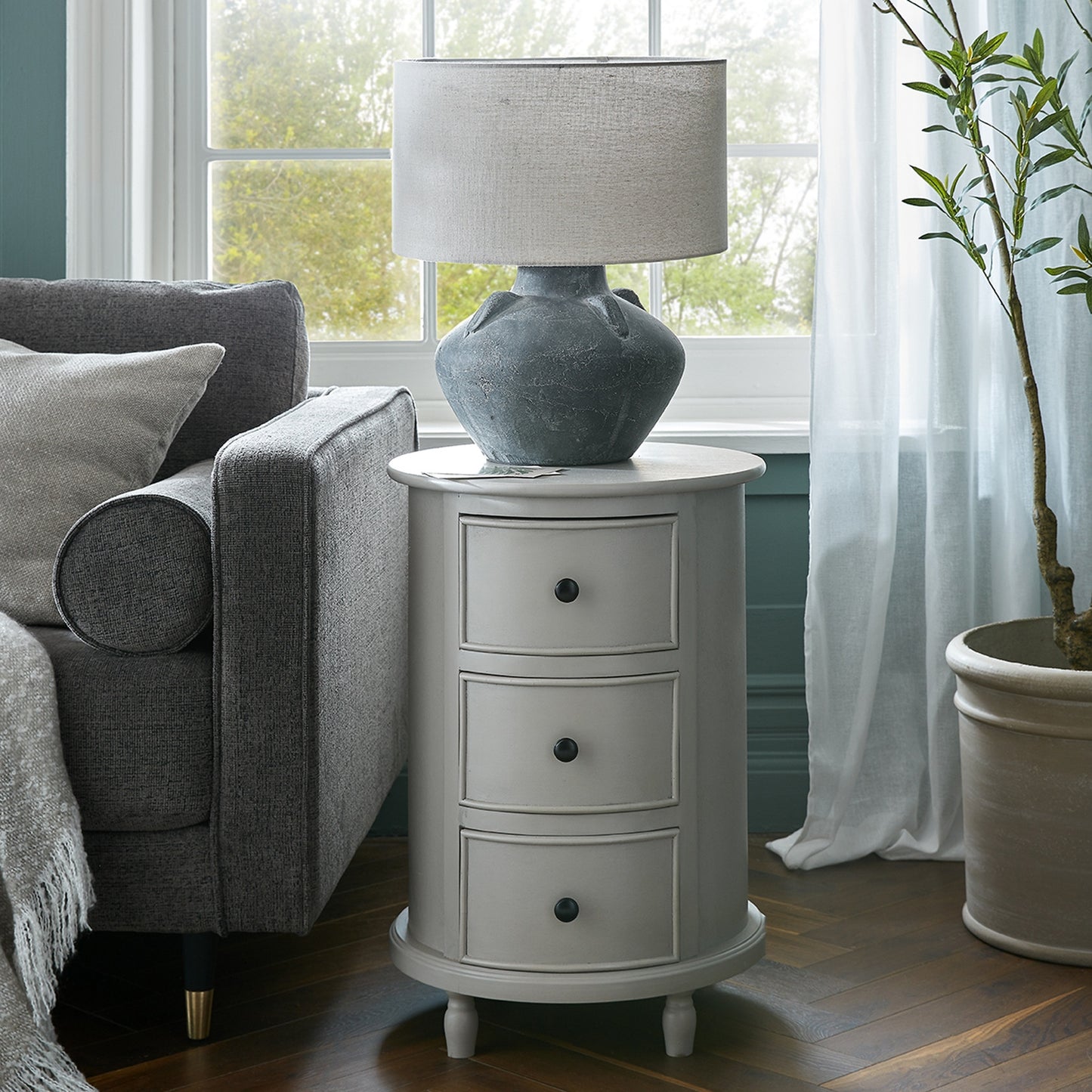 Camden 3 Drawer Round Side Table