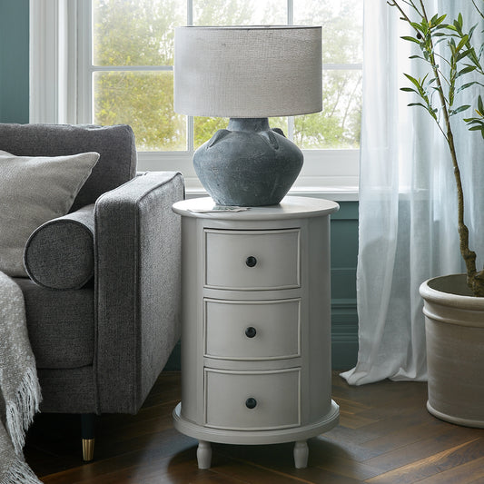 Camden 3 Drawer Round Side Table