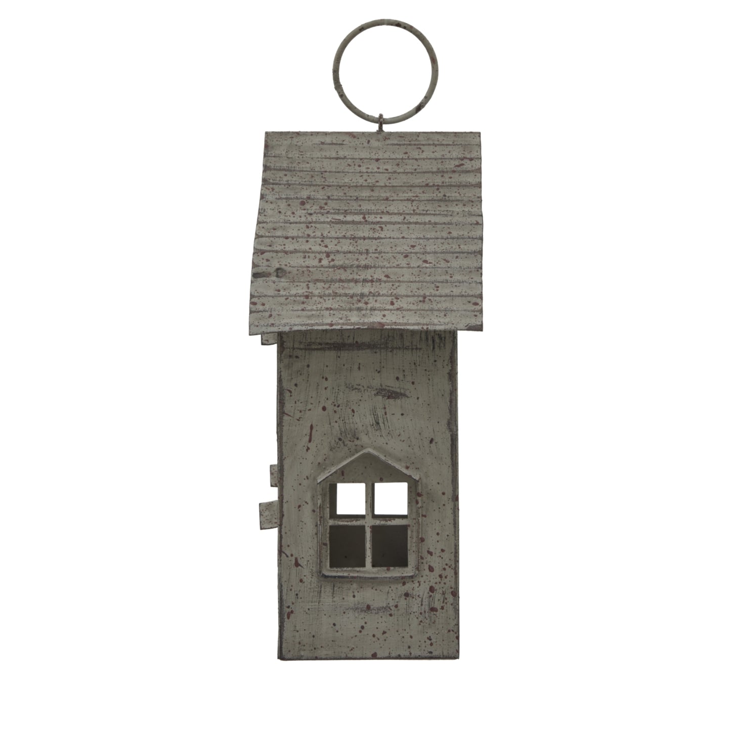 Rustic Metal Hanging House Tealight With Glass Votive