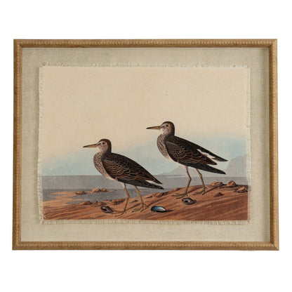Flora & Fauna Collection Sandpipers On Linen In Beaded Frame