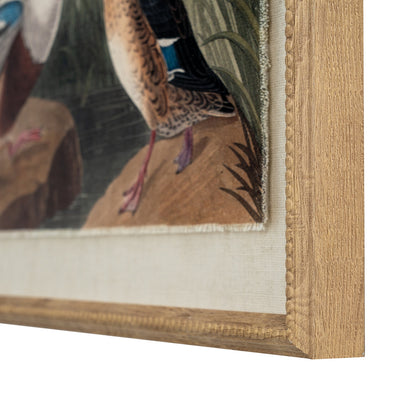 Flora & Fauna Collection – Mallards on Linen in Beaded Frame