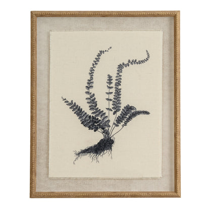 Flora & Fauna Collection – Spleenwort on Linen in Beaded Frame