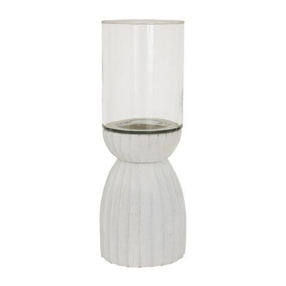 White Carved Hurricane Lantern