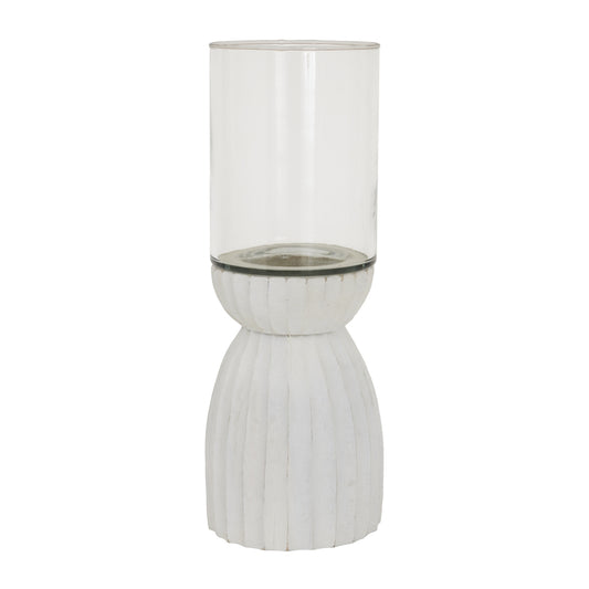White Carved Hurricane Lantern