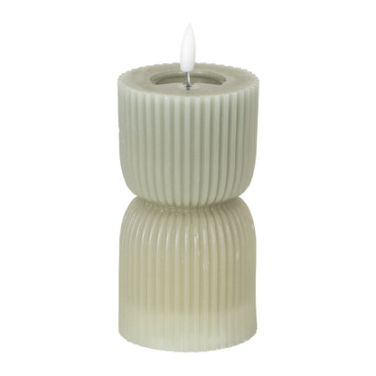 Luxe Collection Grey Carved LED Candle 2.75×6 | Real Wax Timer Candle