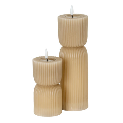 Luxe Collection Natural Glow 2.75x10 Stone Carved LED Candle