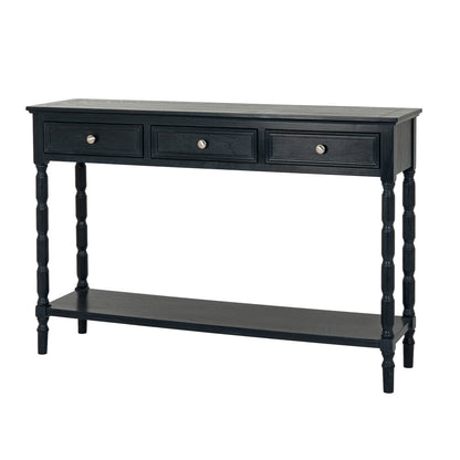 Contour Black Wood 3 Drawer Console