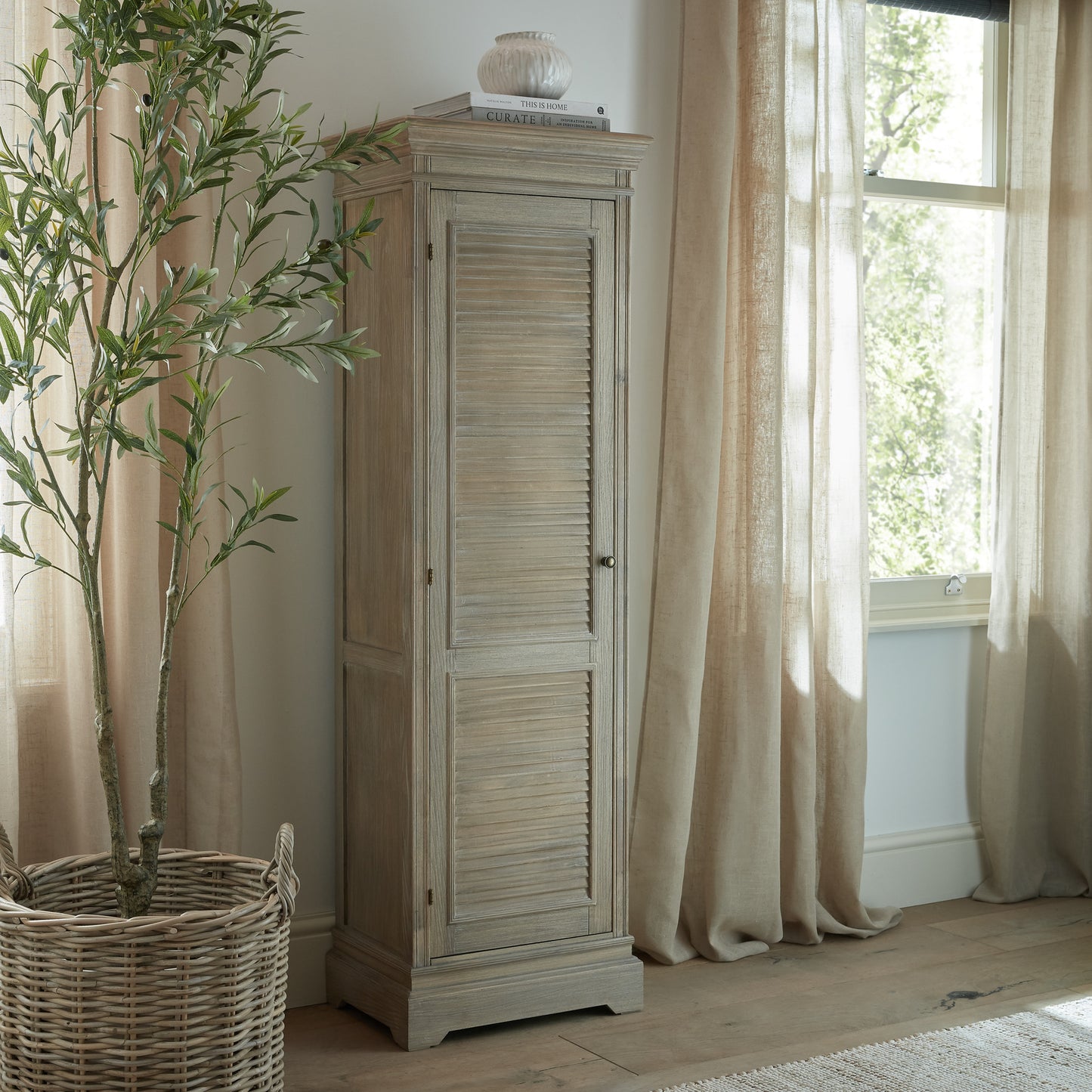 Delphine Wooden 1 Door Tall Cabinet
