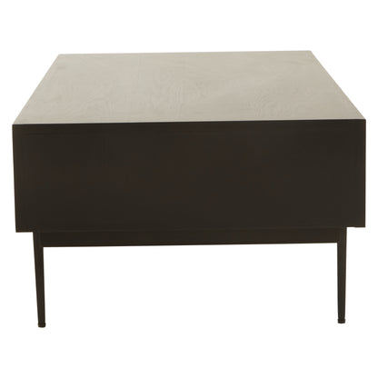 The Kajara Coffee Table pairs black carved wood finish with clean black metal legs, offering an elegant balance between rustic charm and modern minimalism. Shop online today at www.nobleandnook.co.uk