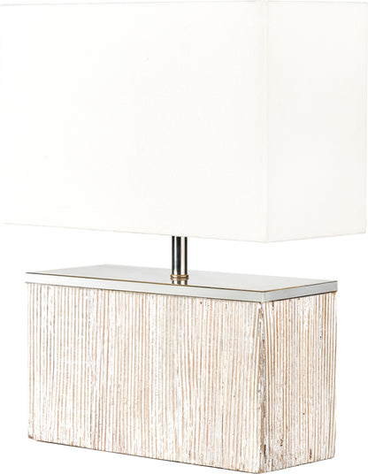 Hampton Rectangular White Wash Wood Table Lamp