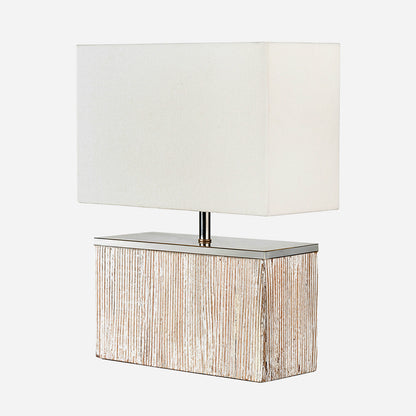 Make a stylish statement with the stylish rectangular Hampton White Wash Wood Table Lamp with a soft grey washed wood effect and a crisp white handloom cotton shade. W35 x D15 x H45 cm. Available today at www.nobleandnook.co.uk