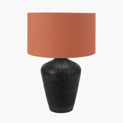 Taika Antique Black Textured Wood Table Lamp Base