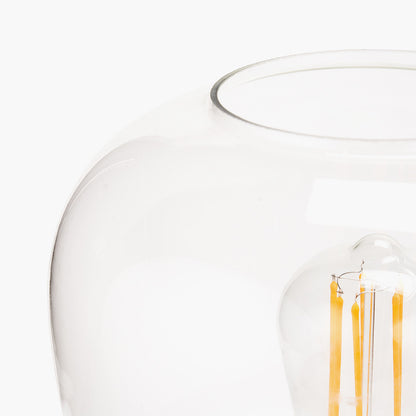 Florence Black Metal and Glass Table Lamp with Brass Detailing