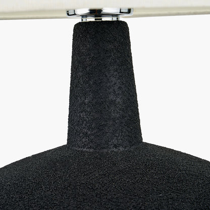 Elio Black and Wood Effect Textured Ceramic Table Lamp