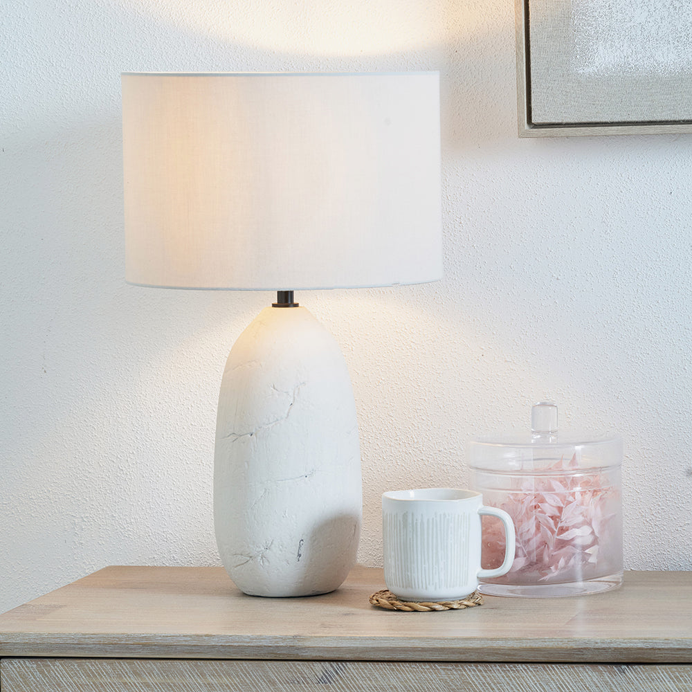 Erika White Vintage Ceramic Table Lamp | Textured Table Lamp