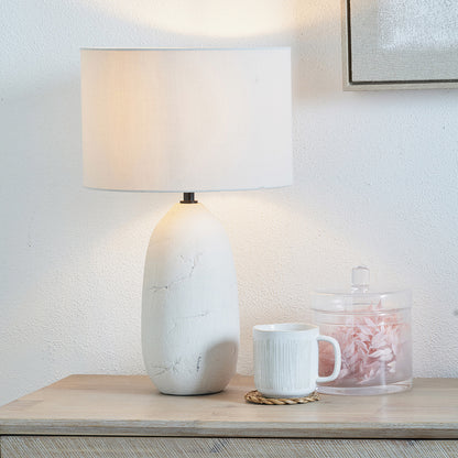 Erika White Vintage Ceramic Table Lamp | Textured Table Lamp