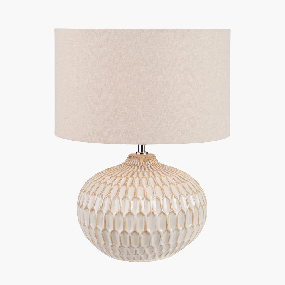 Cassius Warm White Textured Ceramic Table Lamp | Neutral Table Lamp