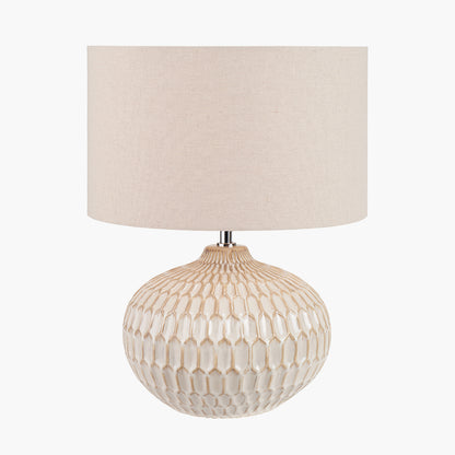 Cassius Warm White Textured Ceramic Table Lamp | Neutral Table Lamp