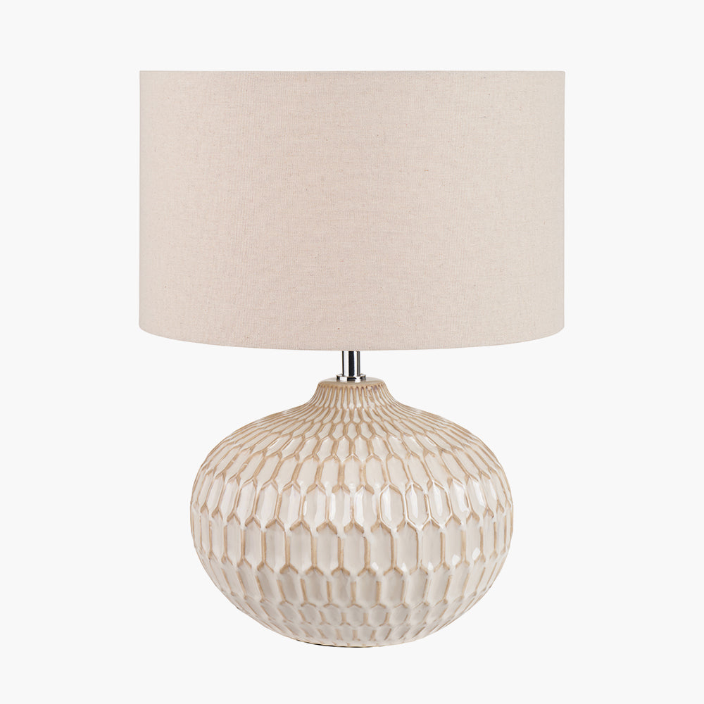 Cassius Warm White Textured Ceramic Table Lamp | Neutral Table Lamp