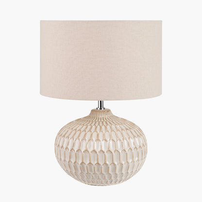 Cassius Warm White Textured Ceramic Table Lamp | Neutral Table Lamp