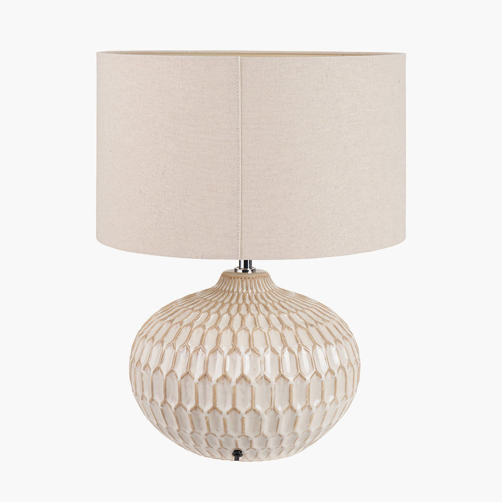 Cassius Warm White Textured Ceramic Table Lamp | Neutral Table Lamp