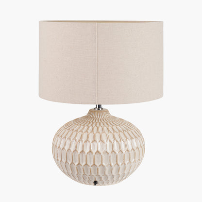 Cassius Warm White Textured Ceramic Table Lamp | Neutral Table Lamp