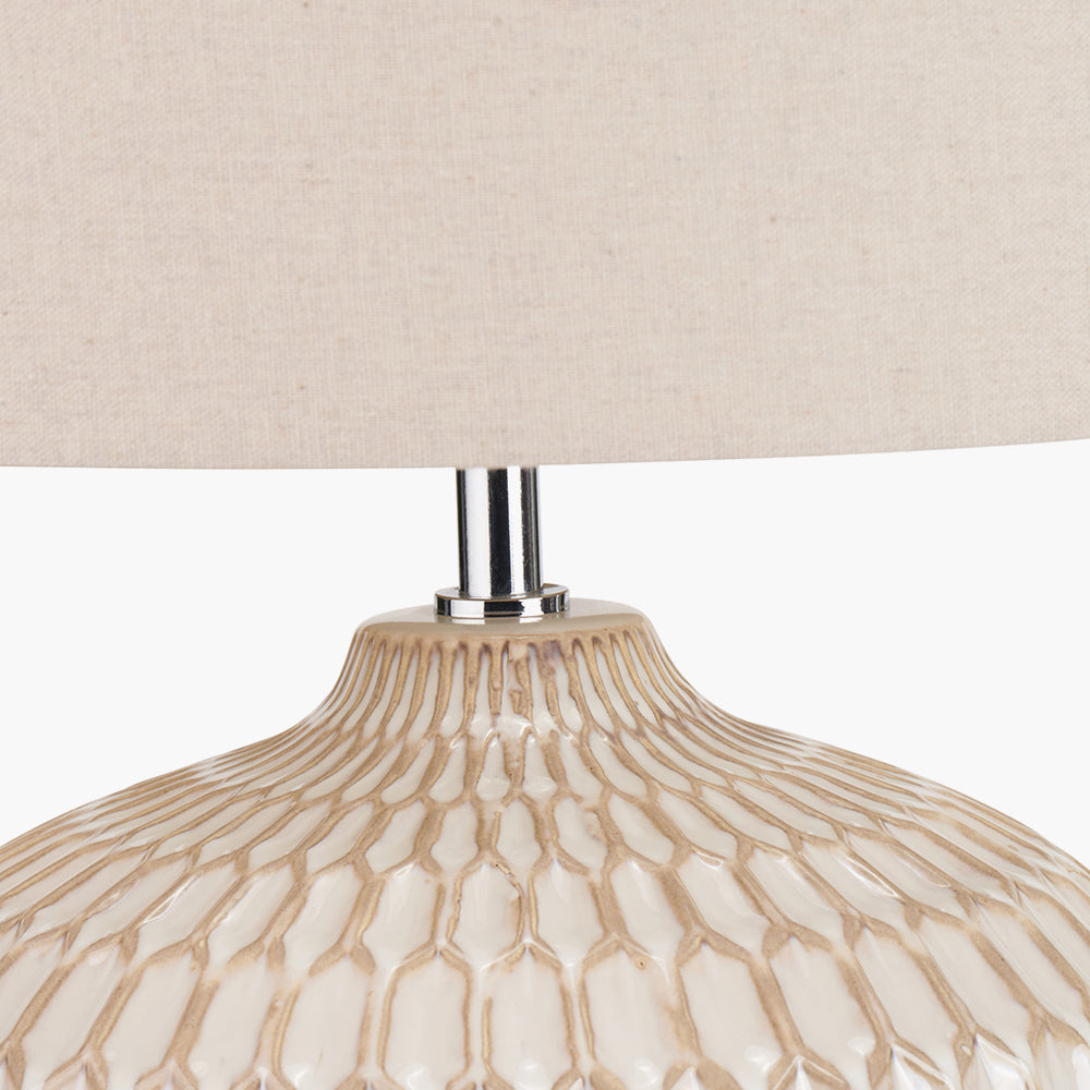 Cassius Warm White Textured Ceramic Table Lamp | Neutral Table Lamp