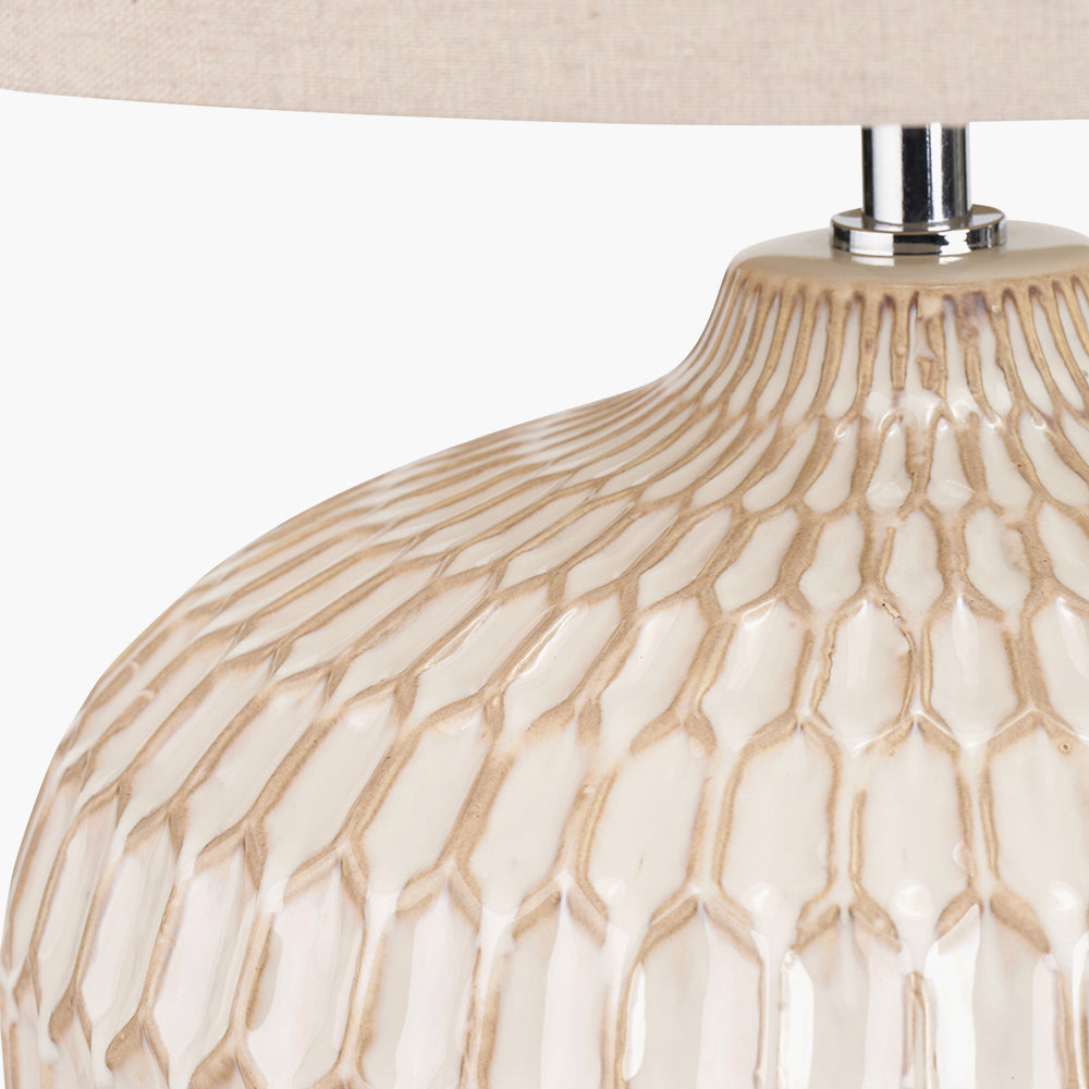 Cassius Warm White Textured Ceramic Table Lamp | Neutral Table Lamp