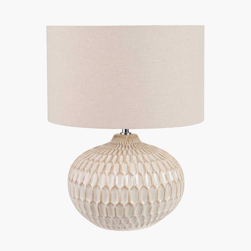 Cassius Warm White Textured Ceramic Table Lamp | Neutral Table Lamp