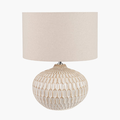 Cassius Warm White Textured Ceramic Table Lamp | Neutral Table Lamp