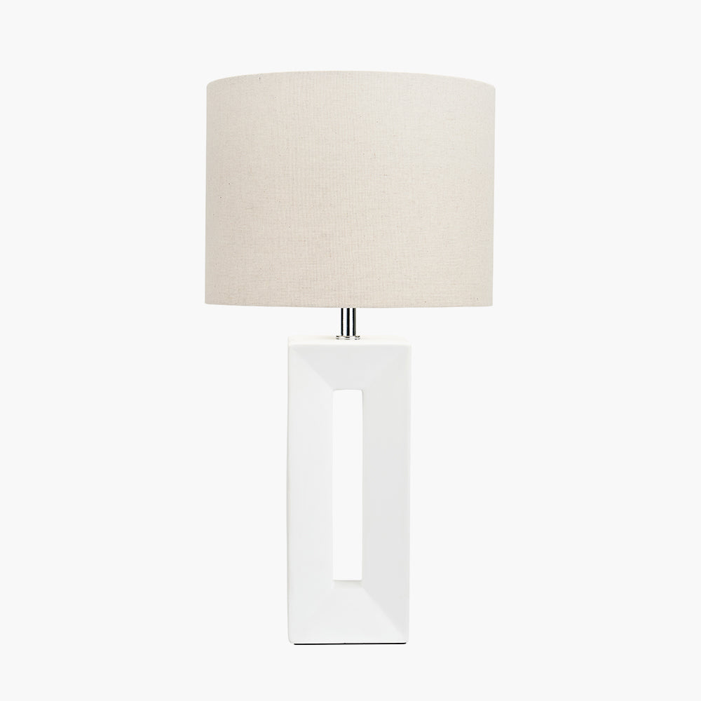 Block White Ceramic Tall Table Lamp | Modern Sculptural Table Lamp