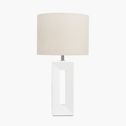 Block White Ceramic Tall Table Lamp | Modern Sculptural Table Lamp