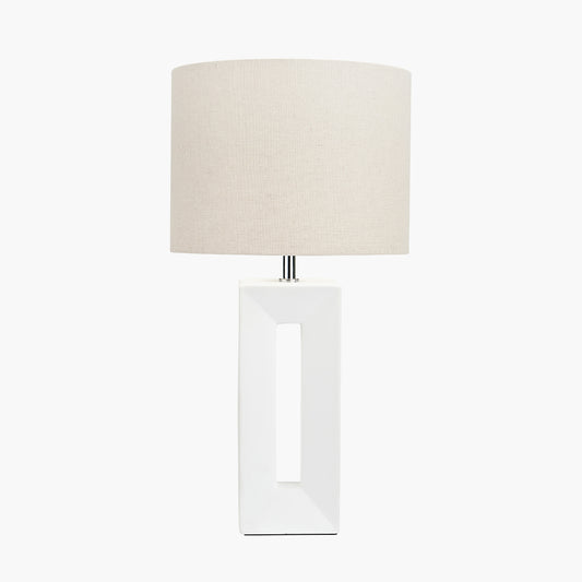 Block White Ceramic Tall Table Lamp | Modern Sculptural Table Lamp