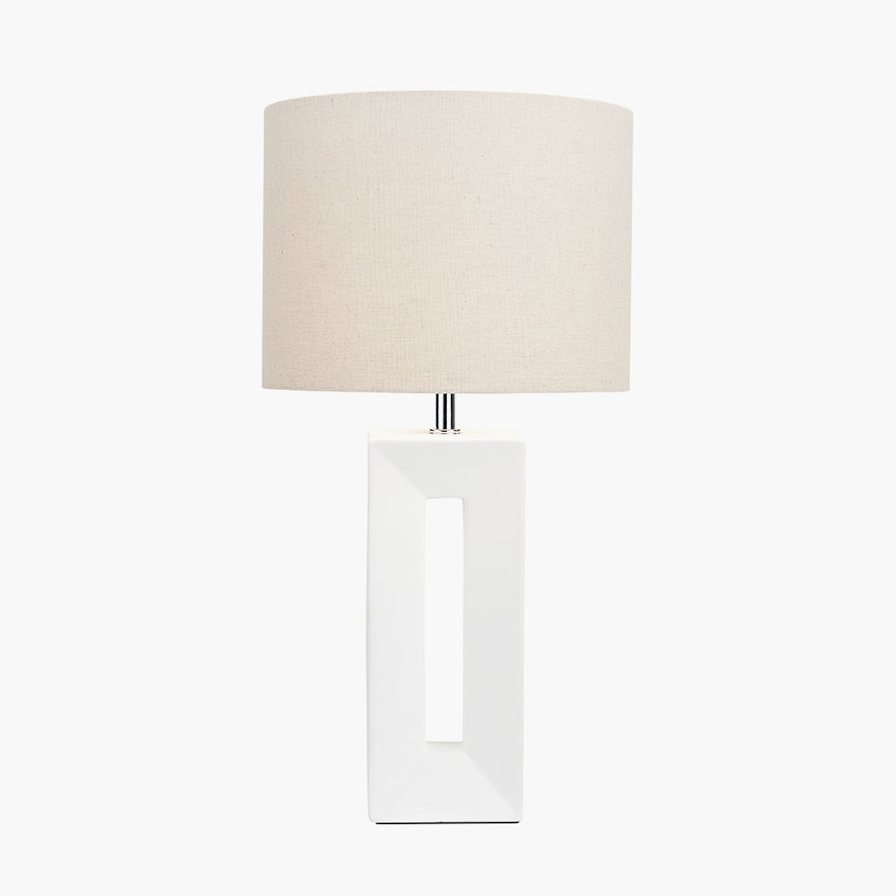 Block White Ceramic Tall Table Lamp | Modern Sculptural Table Lamp
