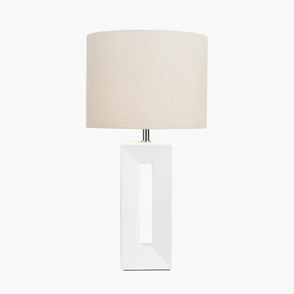 Block White Ceramic Tall Table Lamp | Modern Sculptural Table Lamp