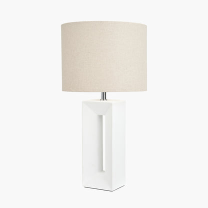 Block White Ceramic Tall Table Lamp | Modern Sculptural Table Lamp