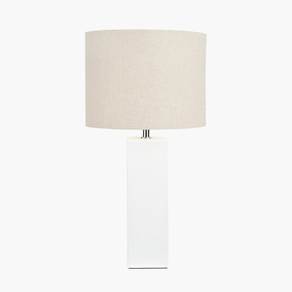 Block White Ceramic Tall Table Lamp | Modern Sculptural Table Lamp