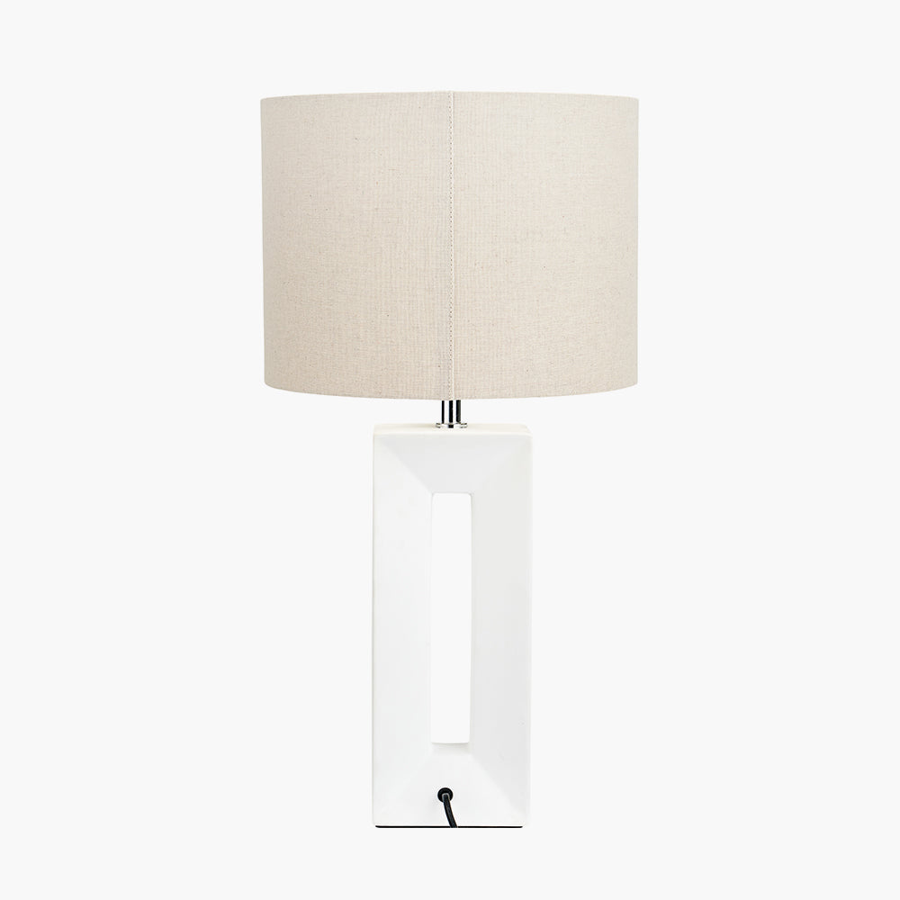 Block White Ceramic Tall Table Lamp | Modern Sculptural Table Lamp
