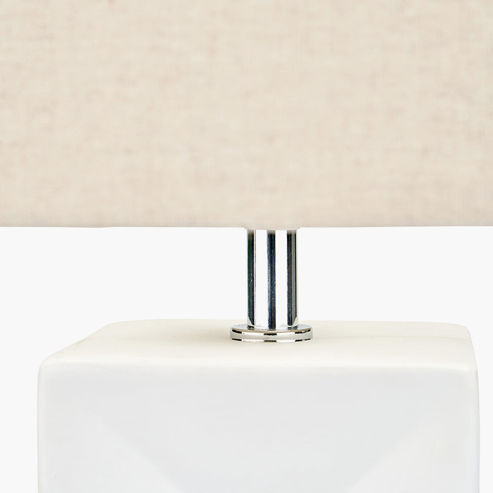 Block White Ceramic Tall Table Lamp | Modern Sculptural Table Lamp