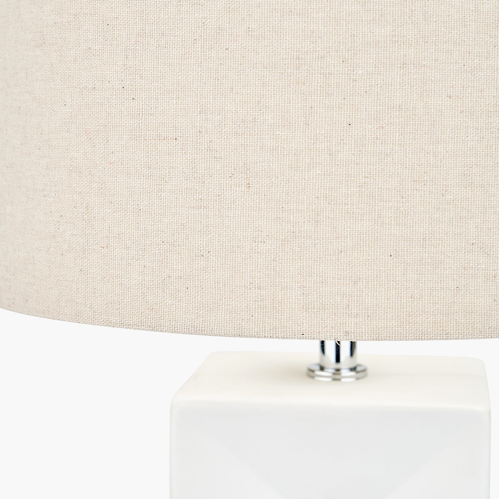 Block White Ceramic Tall Table Lamp | Modern Sculptural Table Lamp