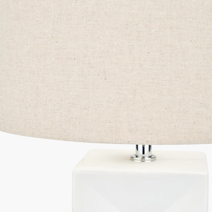 Block White Ceramic Tall Table Lamp | Modern Sculptural Table Lamp