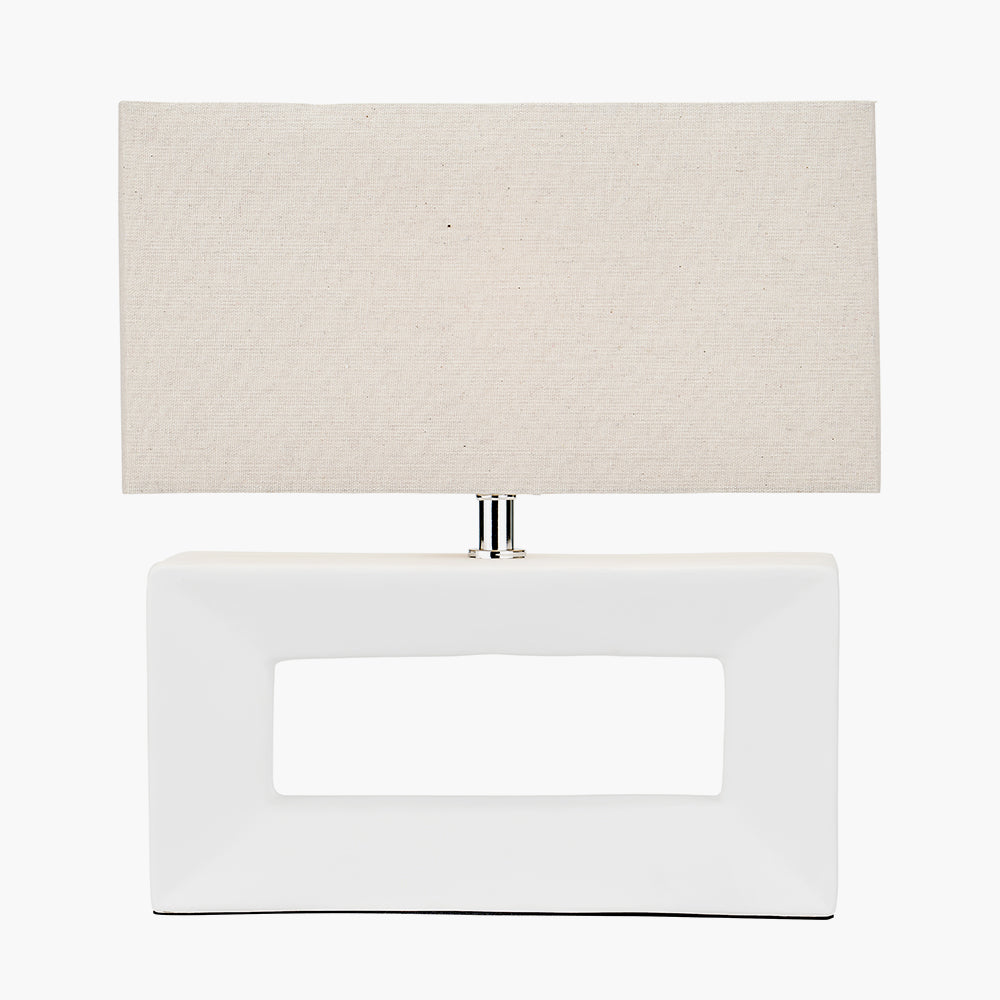 Block White Ceramic Rectangular Table Lamp | Modern Minimalist Lighting